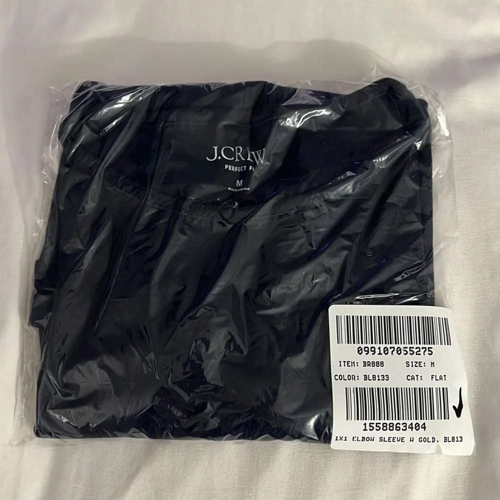 J. Crew Perfect-fit elbow-sleeve T-shirt with buttons, navy, size M - Picture 5 of 5